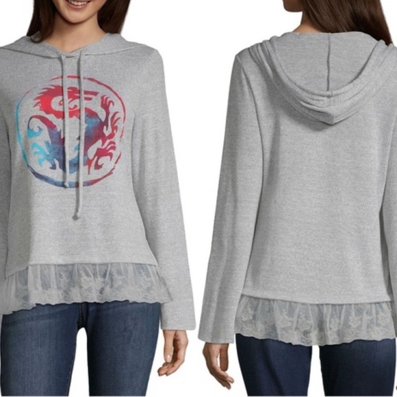 Disney Tops - Disney Mulan Dragon Lace Hoodie Sweatshirt L